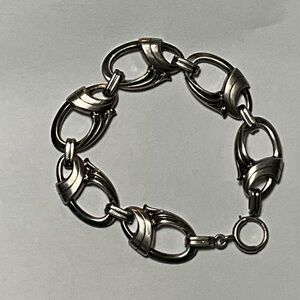 HSB Harry S Blick Sterling Silver Art Deco Swirl Link Bracelet